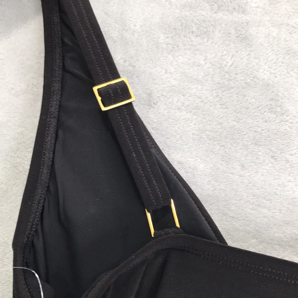 Beyond Control Black V Neck Cinching Swim Dress Size 6 New - Picture 7 of 12